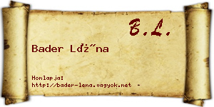 Bader Léna névjegykártya